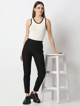 Women Trackpant Skinny Fit Black High Rise