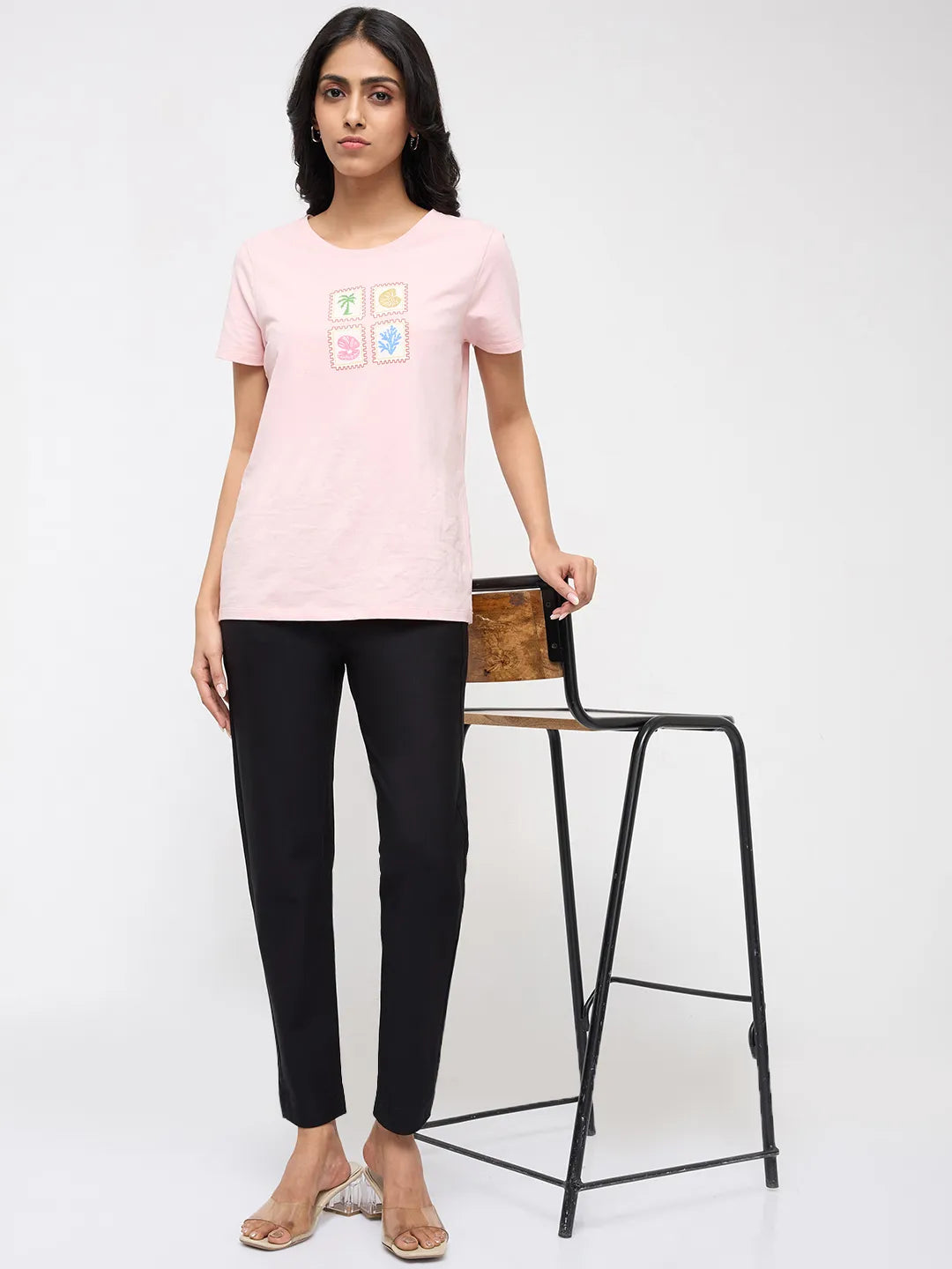 Women Trackpant Slim Fit Black High Rise