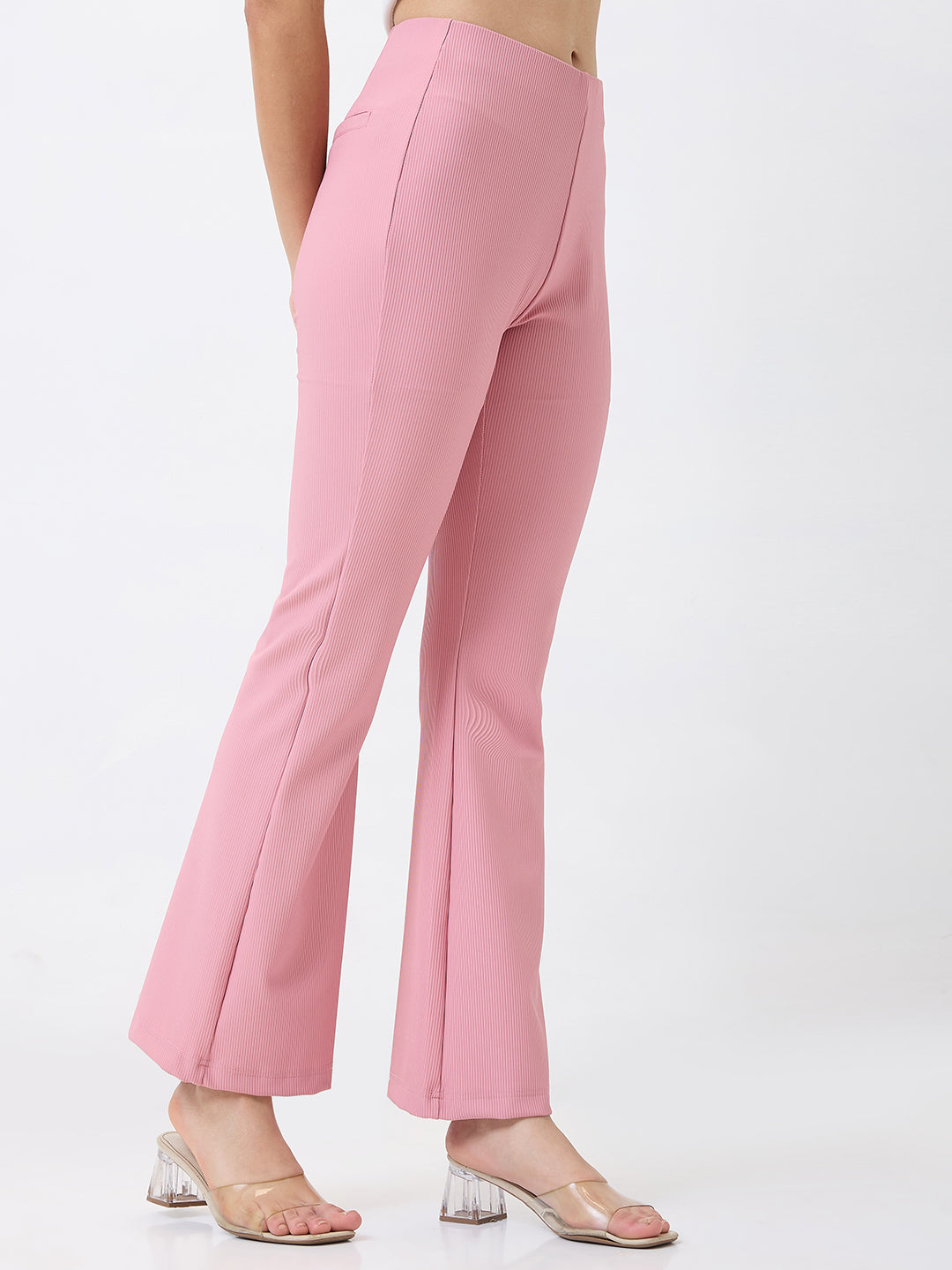 Spykar Boot Cut High Rise Grey Casual Track Pant For Women