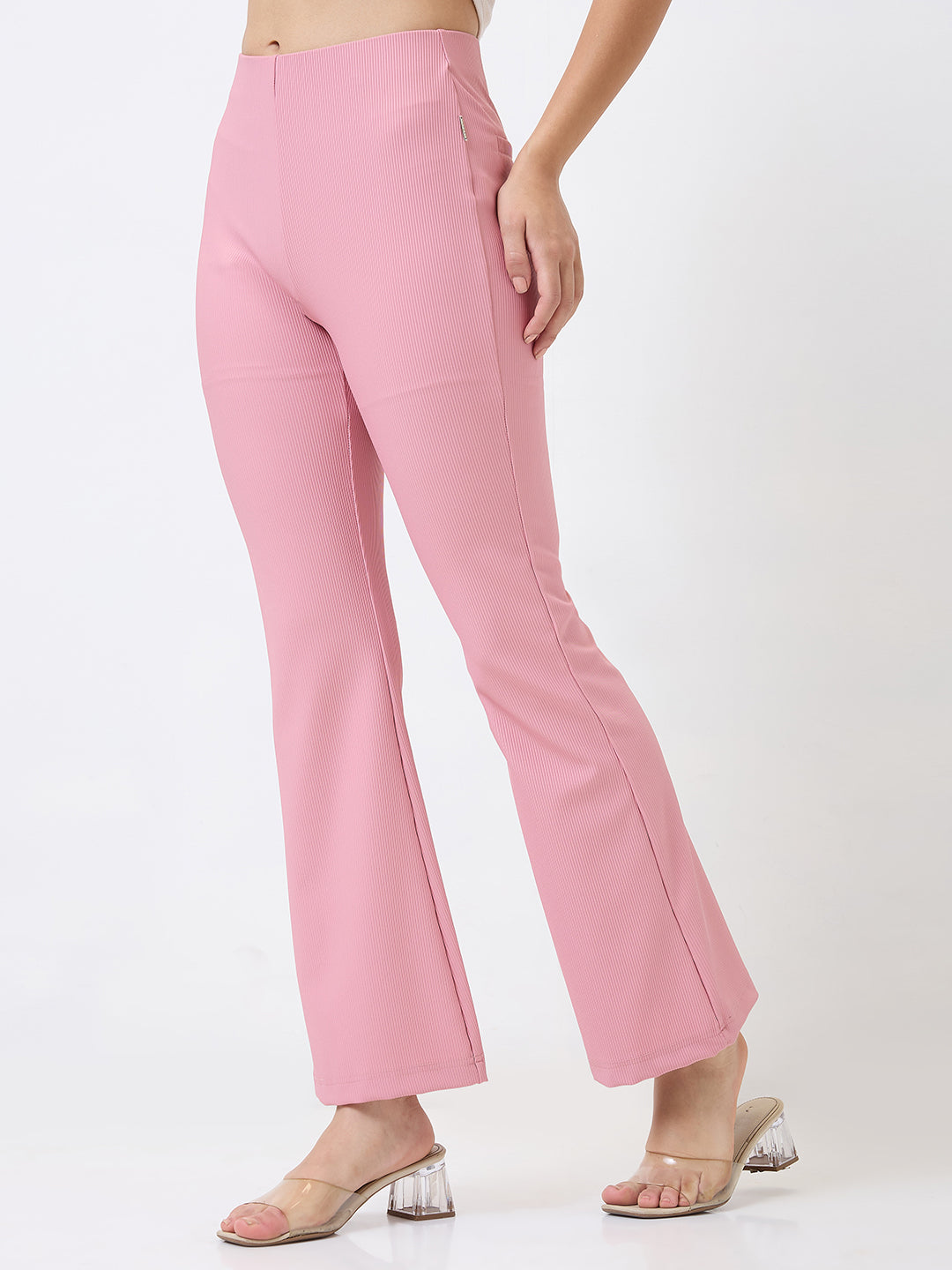 Spykar Boot Cut High Rise Grey Casual Track Pant For Women