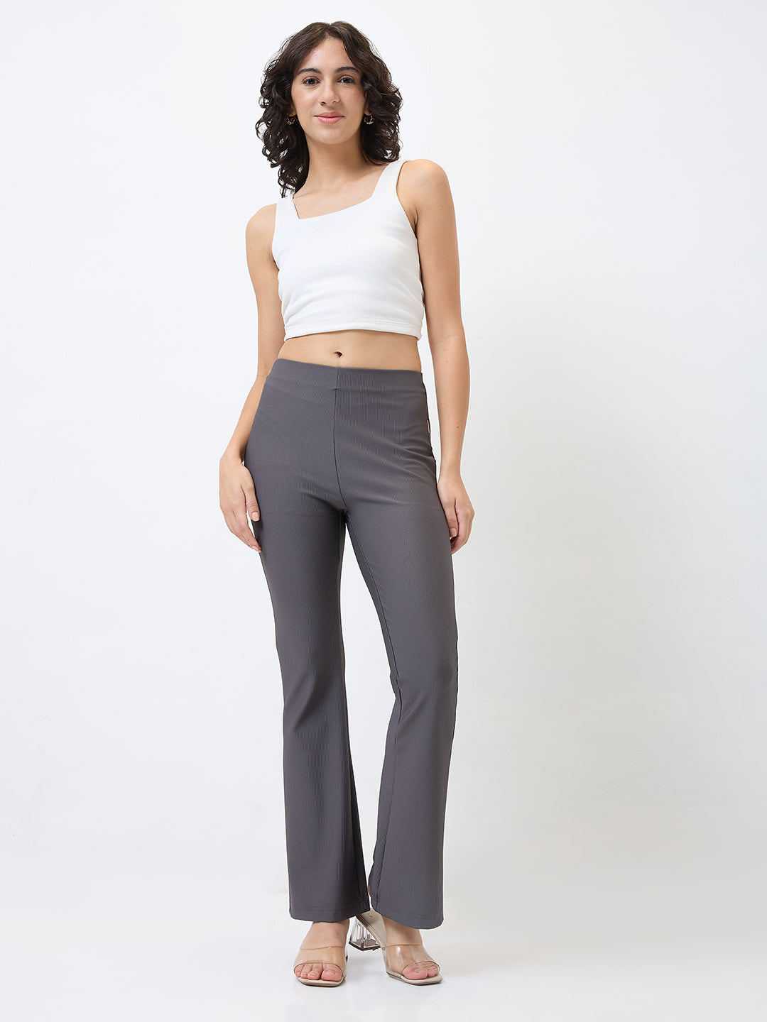 Spykar Boot Cut High Rise Pink Casual Track Pant For Women