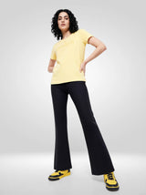 Women Trackpant Boot Cut Fit Black High Rise