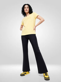 Women Trackpant Boot Cut Fit Black High Rise
