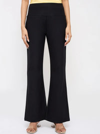 Women Trackpant Boot Cut Fit Black High Rise