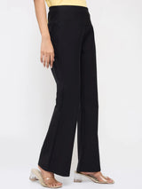Women Trackpant Boot Cut Fit Black High Rise