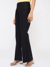 Women Trackpant Boot Cut Fit Black High Rise