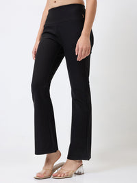 Spykar Boot Cut High Rise Black Casual Track Pant For Women