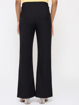 Women Trackpant Boot Cut Fit Black High Rise