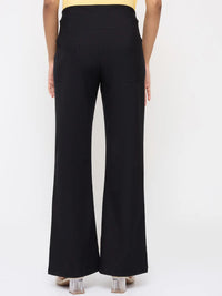 Women Trackpant Boot Cut Fit Black High Rise