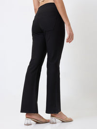 Spykar Boot Cut High Rise Black Casual Track Pant For Women