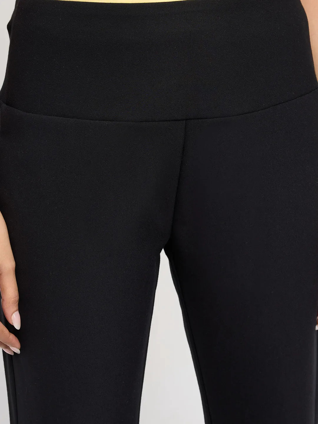 Women Trackpant Boot Cut Fit Black High Rise