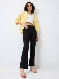 Spykar Boot Cut High Rise Black Casual Track Pant For Women