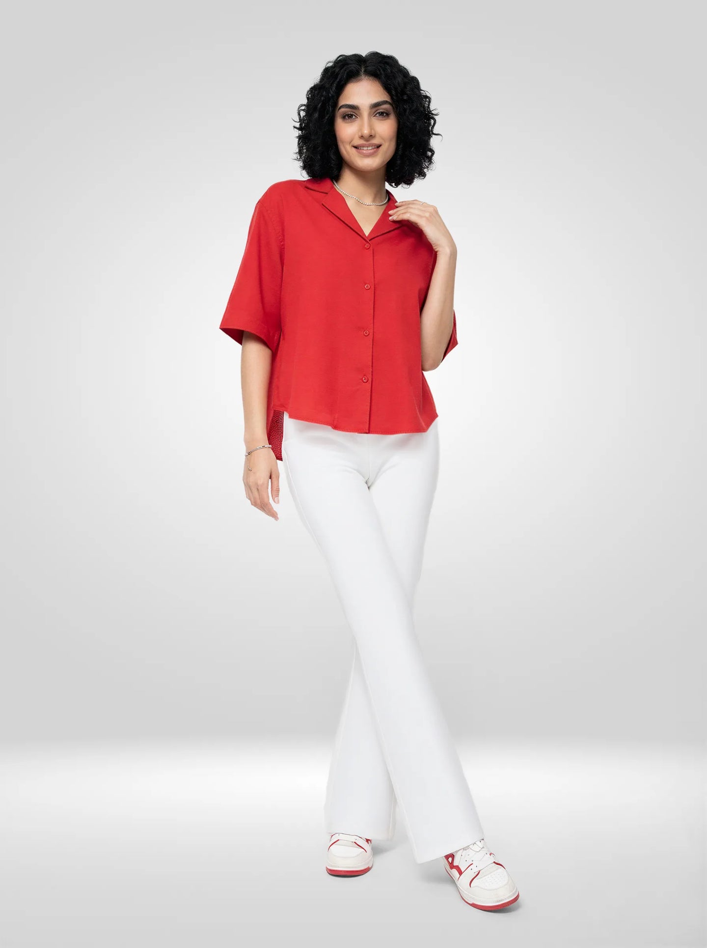 Women Trackpant Boot Cut Fit Off White High Rise