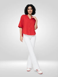 Women Trackpant Boot Cut Fit Off White High Rise