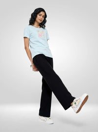 Women Trackpant Straight Fit Black High Rise