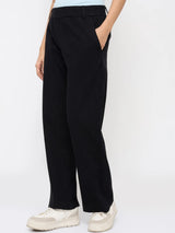 Women Trackpant Straight Fit Black High Rise