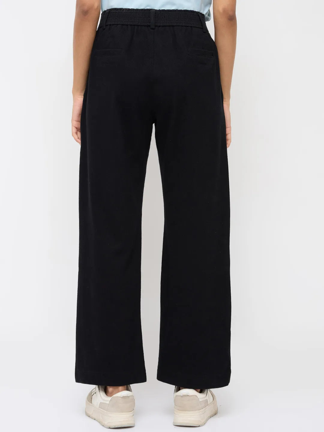 Women Trackpant Straight Fit Black High Rise