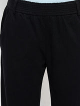 Women Trackpant Straight Fit Black High Rise