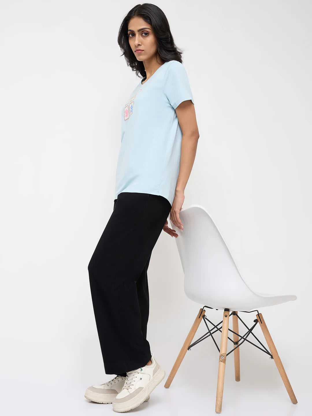 Women Trackpant Straight Fit Black High Rise