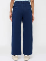 Women Trackpant Straight Fit Dark Blue High Rise