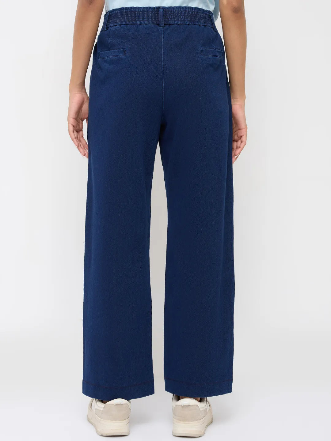 Women Trackpant Straight Fit Dark Blue High Rise