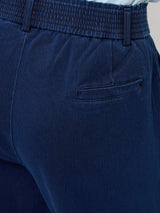 Women Trackpant Straight Fit Dark Blue High Rise