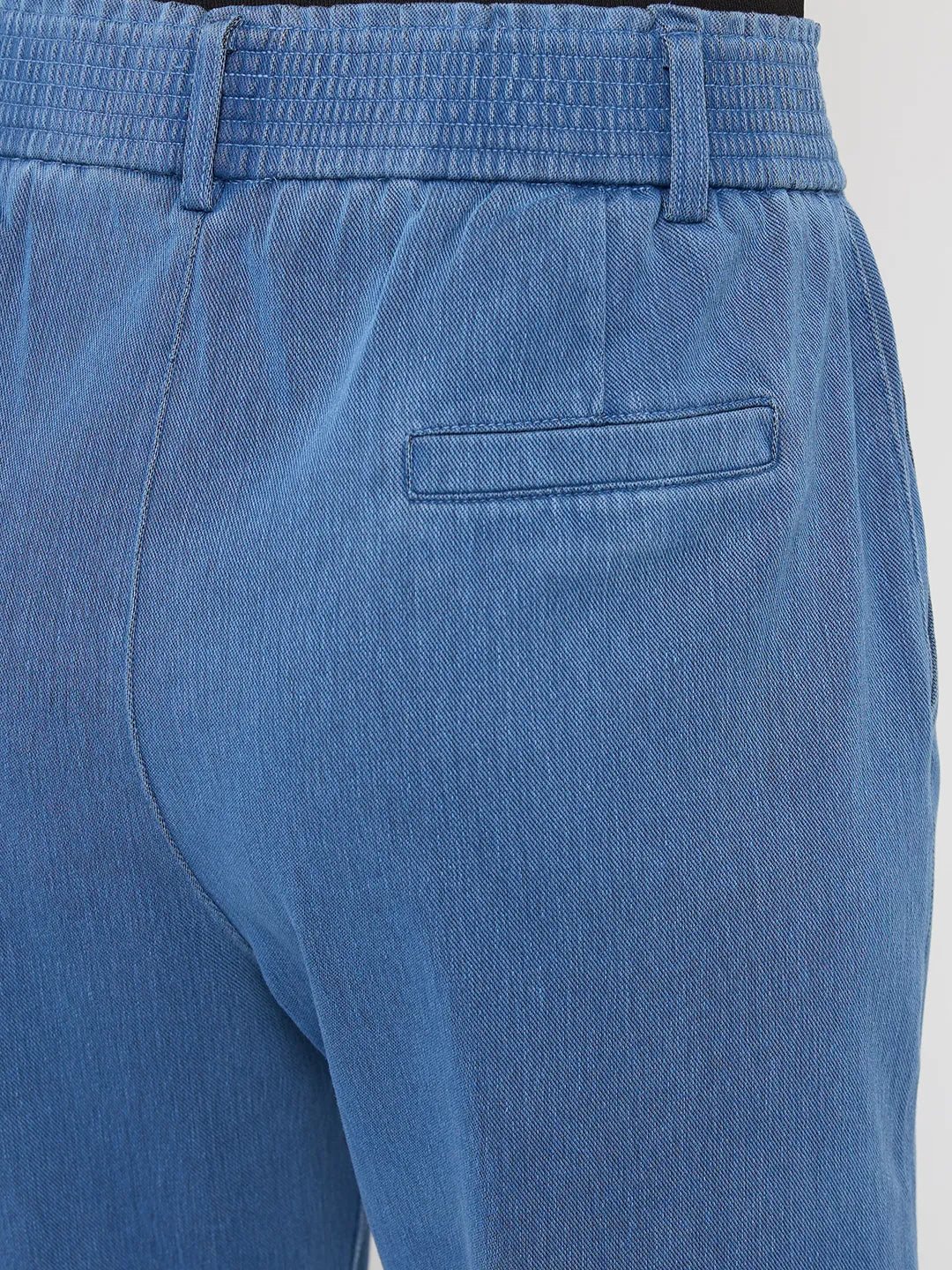 Women Trackpant Straight Fit Mid Blue High Rise