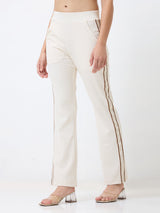 Spykar Straight Fit High Rise White Casual Track Pant For Women