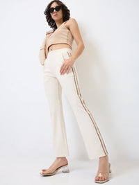 Spykar Straight Fit High Rise White Casual Track Pant For Women