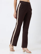 Spykar Straight Fit High Rise Brown Casual Track Pant For Women