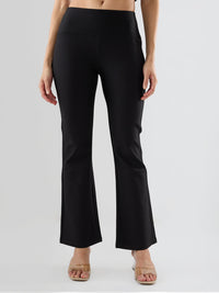 Women Trackpant Boot Cut Fit Black High Rise