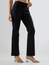 Women Trackpant Boot Cut Fit Black High Rise