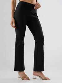 Women Trackpant Boot Cut Fit Black High Rise
