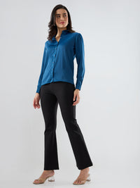 Women Trackpant Boot Cut Fit Black High Rise