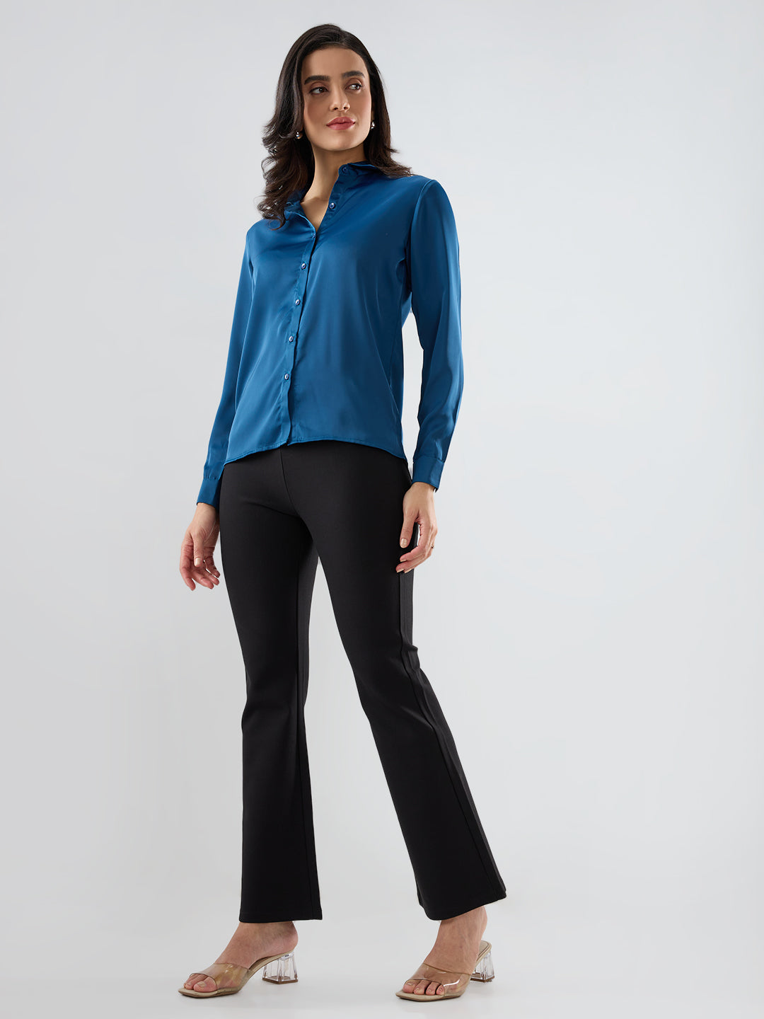 Women Trackpant Boot Cut Fit Black High Rise
