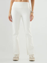 Women Trackpant Boot Cut Fit Off White High Rise