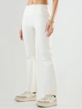 Women Trackpant Boot Cut Fit Off White High Rise