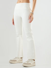 Women Trackpant Boot Cut Fit Off White High Rise