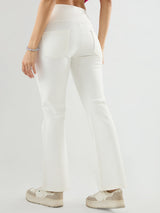 Women Trackpant Boot Cut Fit Off White High Rise