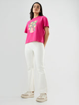 Women Trackpant Boot Cut Fit Off White High Rise