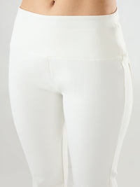 Women Trackpant Boot Cut Fit Off White High Rise