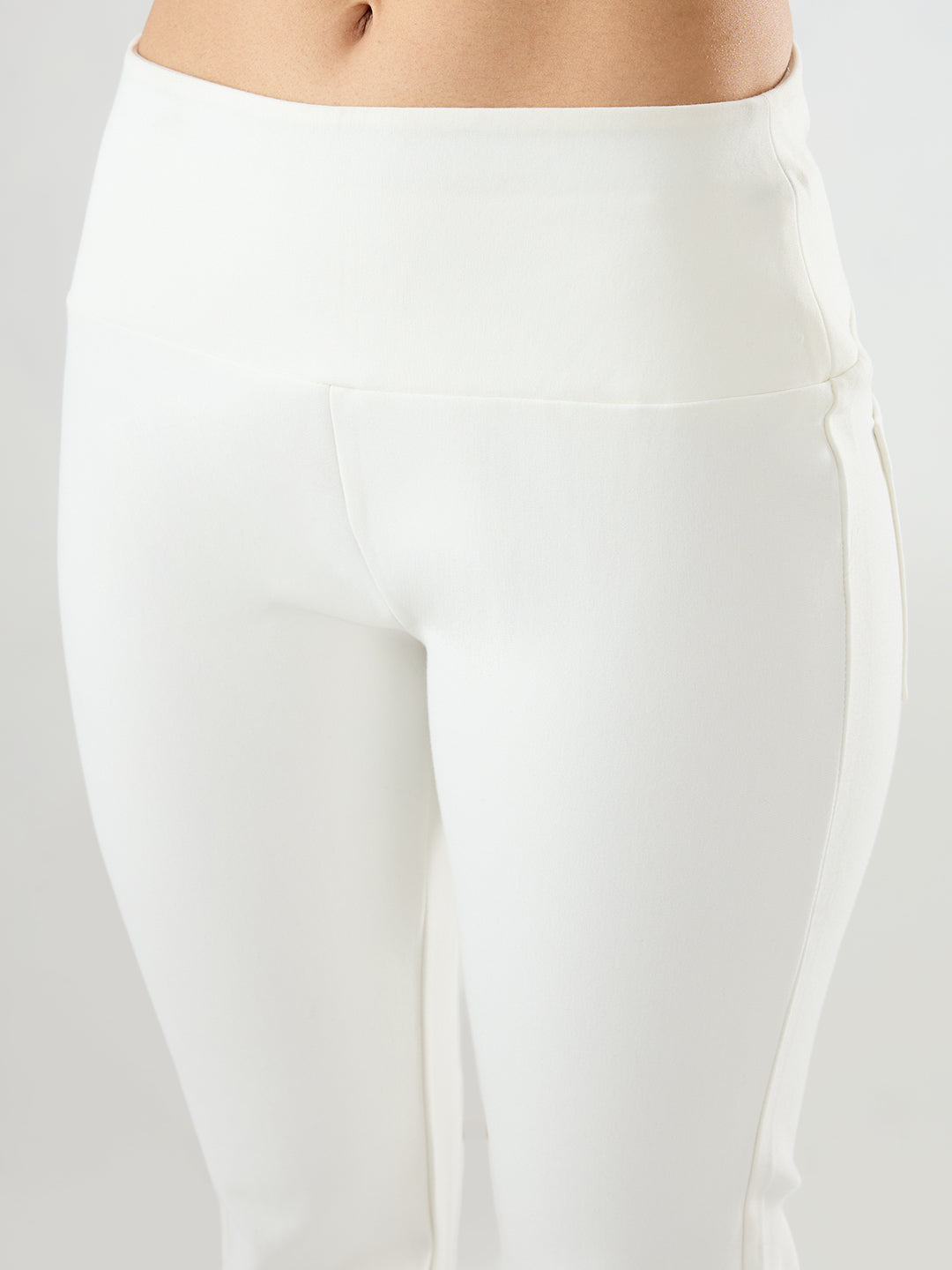 Women Trackpant Boot Cut Fit Off White High Rise
