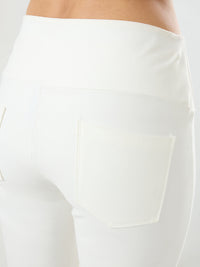 Women Trackpant Boot Cut Fit Off White High Rise