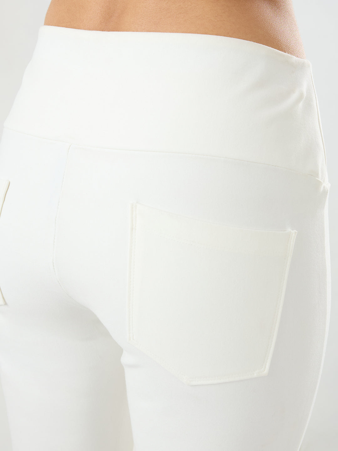 Women Trackpant Boot Cut Fit Off White High Rise