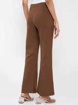 Women Trackpant Boot Cut Fit Brown Mid Rise