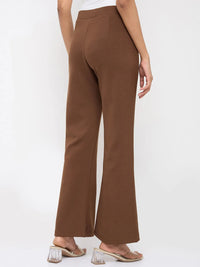 Women Trackpant Boot Cut Fit Brown Mid Rise