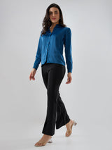 Women Trackpant Boot Cut Fit Black Mid Rise