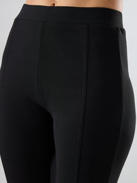 Women Trackpant Boot Cut Fit Black Mid Rise