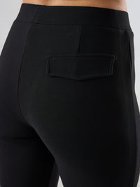 Women Trackpant Boot Cut Fit Black Mid Rise