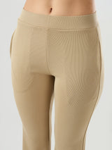 Women Trackpant Boot Cut Fit Beige Mid Rise